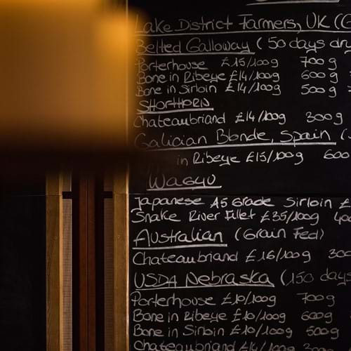 close up chalkboard menu