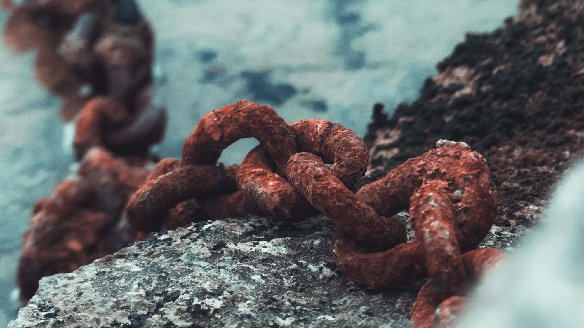 close up of fishing chain