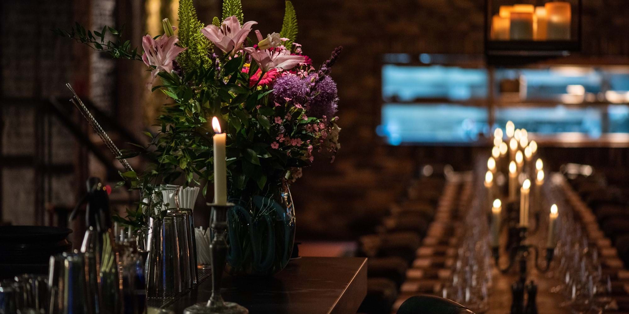 table laid with kitchen