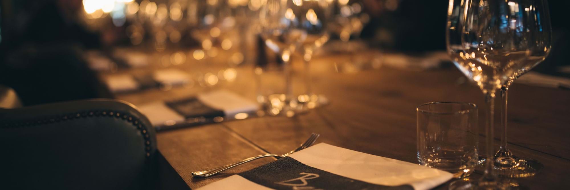 napkin and wine glass on table