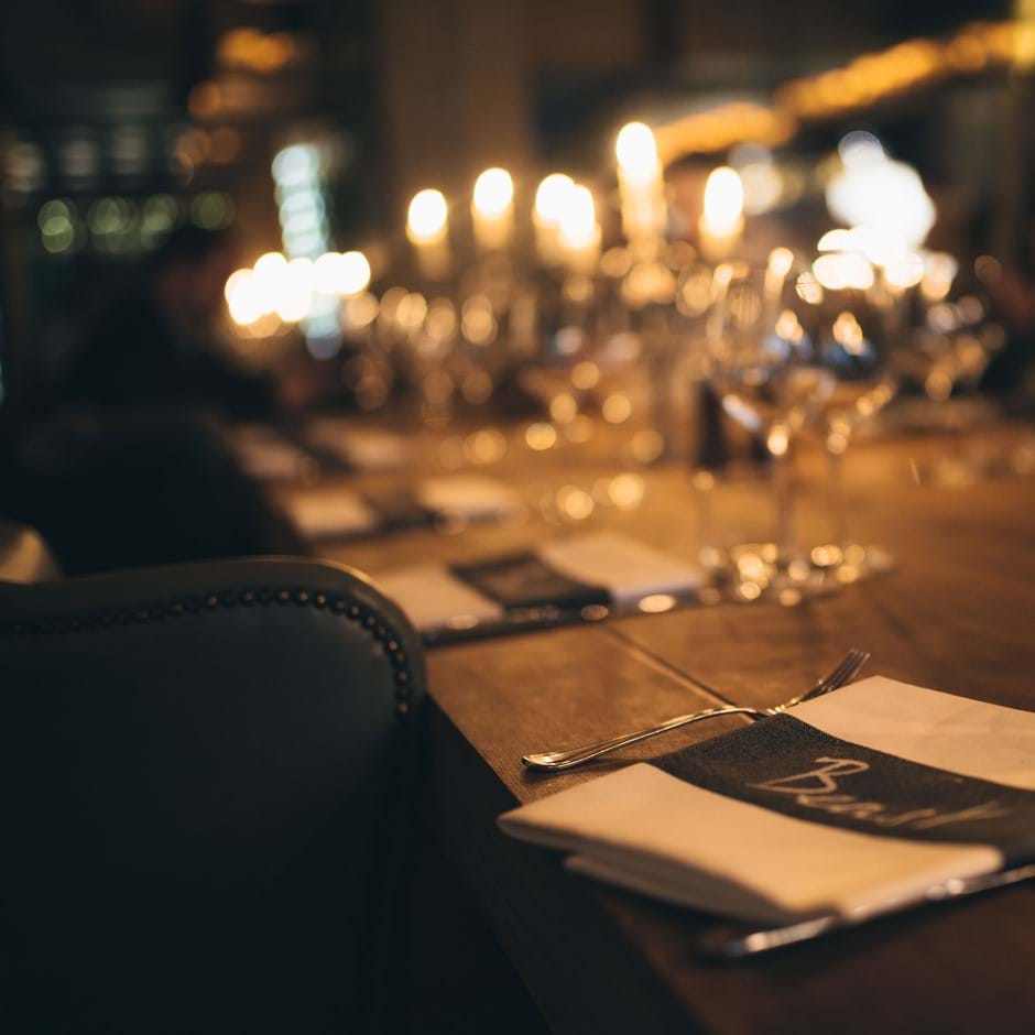 napkin and wine glass on table