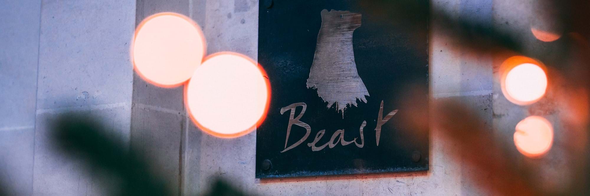 Beast logo on exterior of restaurant